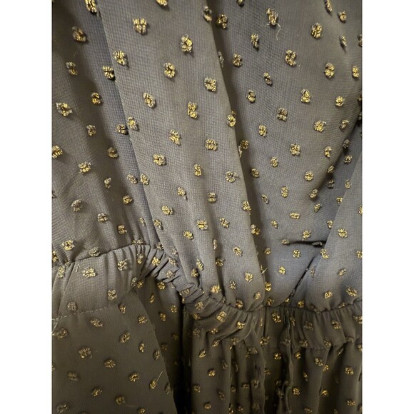 Maison de Papillon Marissa Gold Embellished Jumpsuit Blue Crepe Women's Size‎ M - Picture 7 of 8